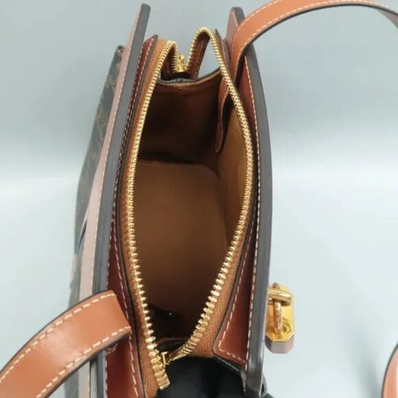 100% Authentic CELINE Cabas Brown Canvas Shoulder Bag 1440-081324 - Picture 11 of 12